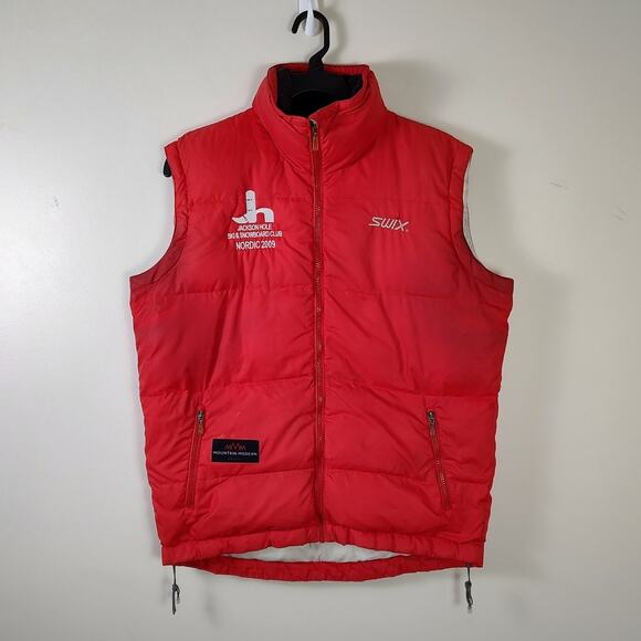 Swix 2009 Jackson Hole ski snowboarding red winter puffer vest mens Medium - Picture 1 of 13
